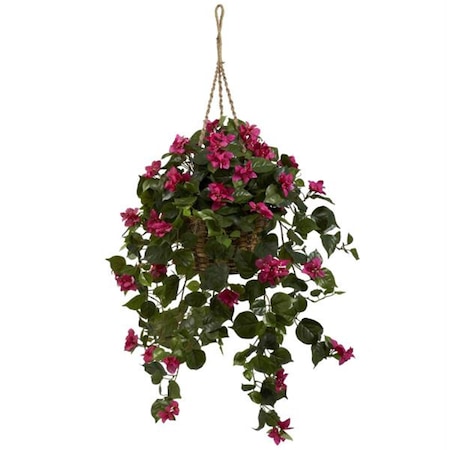 Nearly Natural Bougainvillea Silk Han- ng Basket 6734